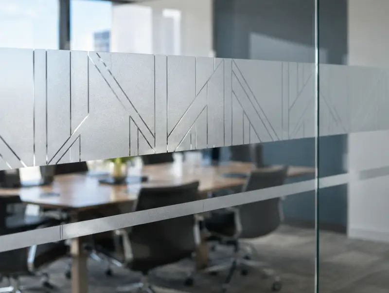 Manifestation and privacy film in a modern office (illustrative)